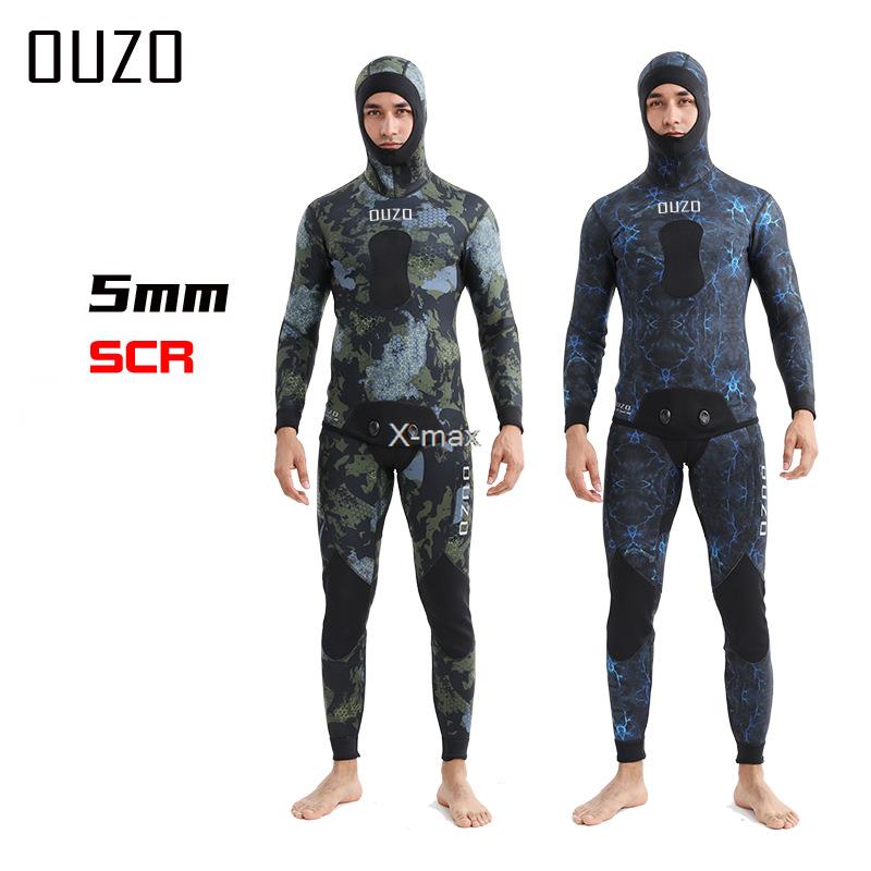 Scuba Diving Wetsuit 5Mm Neoprene - 2 pièces néoprène combinaison 5mm Camouflage